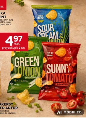 Chipsy Well Done Sour Cream & Onion promocja w Stokrotka
