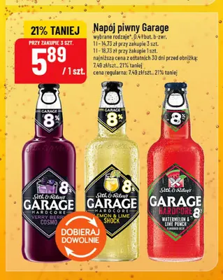 Napój piwny Garage Hardcore Watermelon & Lime Punch promocja w POLOmarket