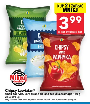 Chipsy karbowane zielona cebulka Lewiatan promocja w LEWIATAN