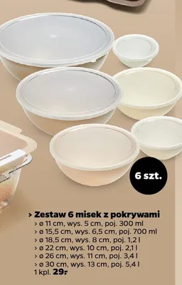 Zestaw 6 misek z pokrywami promocja w Netto