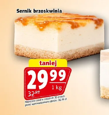 Sernik brzoskwinia Kraina Ciast promocja w Prim Market