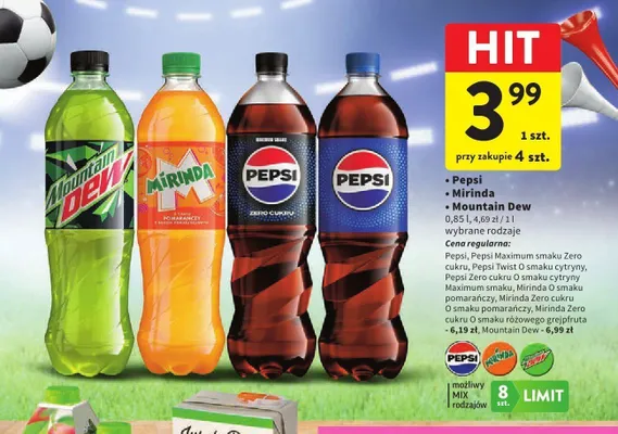 Napój gazowany Mirinda Zero cukru o smaku różowego grejpfruta promocja w Intermarche