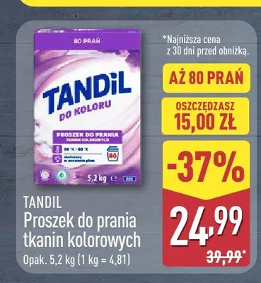 Proszek do prania tkanin kolorowych Tandil promocja w Aldi