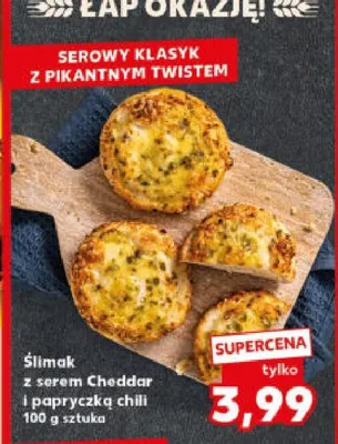 Ślimak z serem Cheddar i papryczką chili promocja w Kaufland