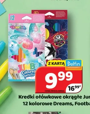 Kredki ołówkowe okrągłe Jumbo 12 kolorów Dreams promocja w Delfin