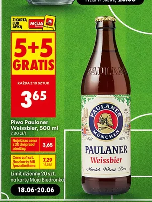 Piwo Paulaner Weissbier promocja w Biedronka