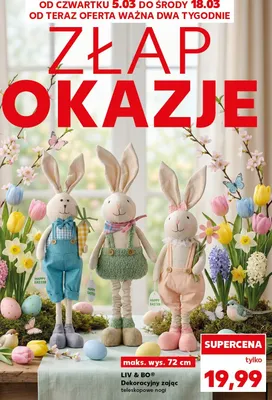 Dekoracyjny zając teleskopowe nogi promocja w Kaufland