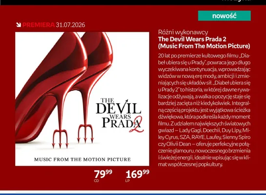 Płyta CD The Devil Wears Prada 2 (Music From The Motion Picture) promocja w Empik