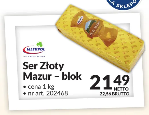 Ser Złoty Mazur blok Mlekpol promocja w Makro