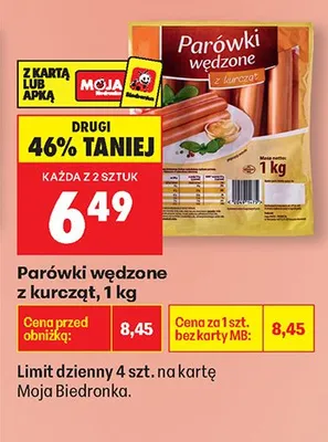 Parówki wędzone z kurcząt promocja w Biedronka