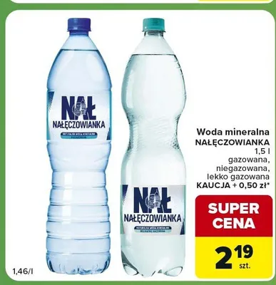 Woda mineralna Nałęczowianka lekko gazowana promocja w Carrefour Express
