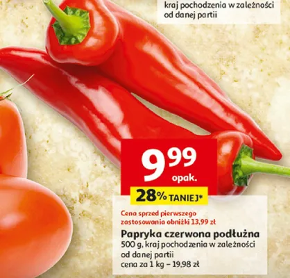 Papryka czerwona podłużna promocja w Auchan