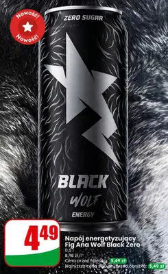 Napój energetyzujący Fig Ana Wolf Black Zero promocja w Dino