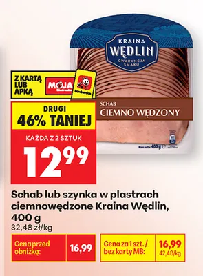 Schab w plastrach ciemnowędzony Kraina Wędlin promocja w Biedronka