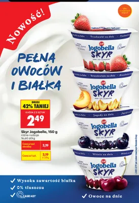 Skyr Jogobella brzoskwinie na dnie promocja w Biedronka