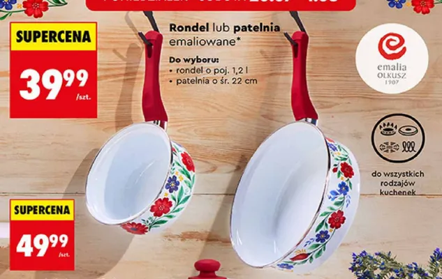 Rondel emaliowany Emalia Olkusz 1,2 l promocja w Biedronka