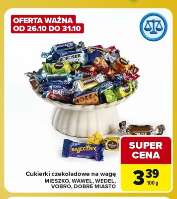 Cukierki czekoladowe na wagę Mieszko Wawel Wedel Vobro Dobre Miasto promocja w Carrefour Express