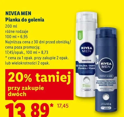 Pianka do golenia Nivea Men Sensitive promocja w Lidl