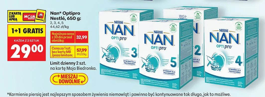 Mleko modyfikowane Optipro Nestlé 2 promocja w Biedronka