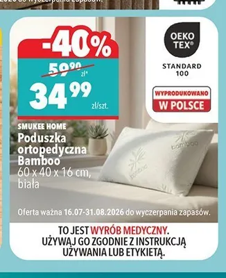 Poduszka ortopedyczna Smukee Home Bamboo promocja w Biedronka