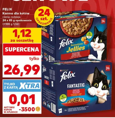 Karma dla kotów Felix Sensations Jellies 24-pak 85 g promocja w Kaufland