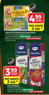Tuńczyk w kawałkach Ustka w oleju, w sosie własnym promocja w Top Market