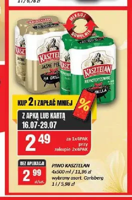 Piwo Kasztelan Niepasteryzowane 4-pak 500 ml promocja w Chorten