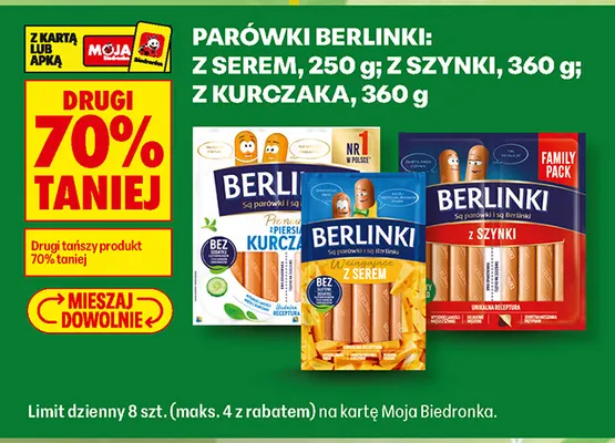 Parówki Berlinki z szynki promocja w Biedronka