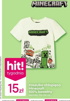 Koszulka chłopięca Minecraft 100% bawełny promocja w Pepco