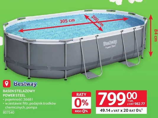 Basen stelażowy Bestway Power Steel 3668l promocja w Selgros