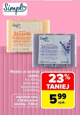 Mydło w kostce 4-pak Simpl naturalne promocja w Carrefour