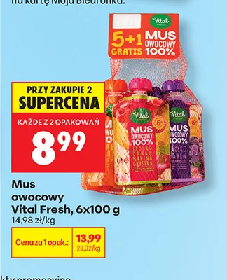 Mus owocowy Vital Fresh 6-pak 100 g promocja w Biedronka