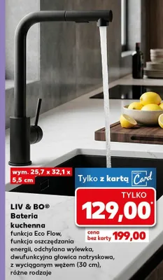 Bateria kuchenna funkcja Eco Flow, funkcja oszczędzania energii, odchylana wylewka, dwufunkcyjna głowica natryskowa, z wyciąganym wężem (30 cm), różne rodzaje promocja w Kaufland