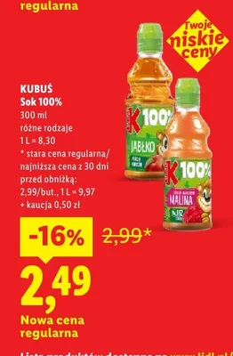 Sok 100% Kubuś promocja w Lidl