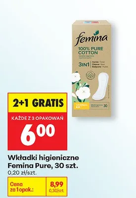 Wkładki higieniczne Pure 3in1 promocja w Biedronka