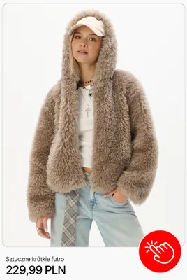 Sztuczne krótkie futro Cropp promocja w Cropp
