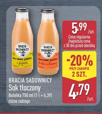 Sok tłoczony Bracia Sadownicy Jabłko z pigwą promocja w Aldi