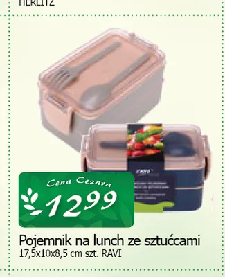 Pojemnik na lunch ze sztućcami Ravi promocja w CEZAR Delikatesy