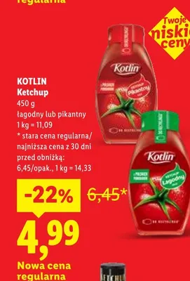 Ketchup łagodny Kotlin promocja w Lidl