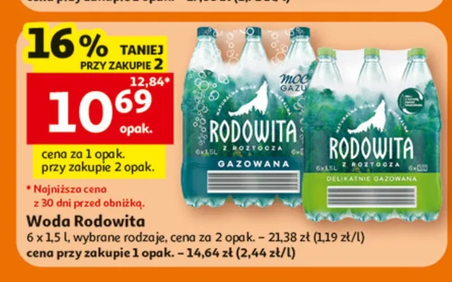 Woda Rodowita 6-pak 1,5 l promocja w Auchan