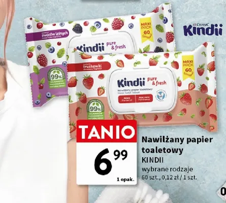 Nawilżany papier toaletowy Kindii Pure & Fresh Owoce Leśne promocja w Intermarche
