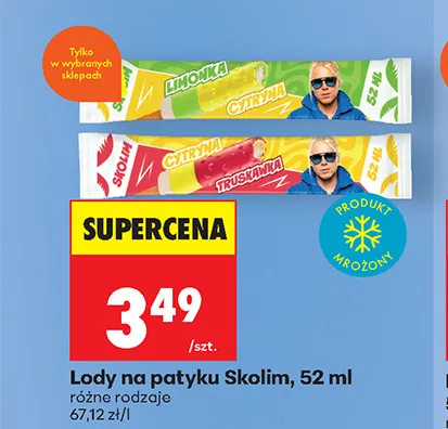 Lody na patyku Skolim cytryna i limonka promocja w Biedronka