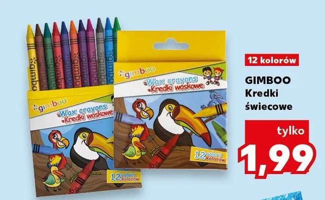 Kredki świecowe Gimboo 12 kolorów promocja w Kaufland