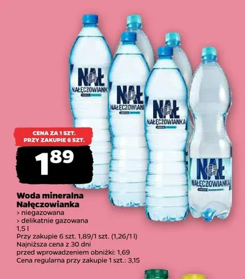 Woda mineralna delikatnie gazowana Nałęczowianka promocja w Netto
