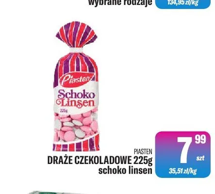 Draże czekoladowe Piasten schoko linsen promocja w Tomi Markt