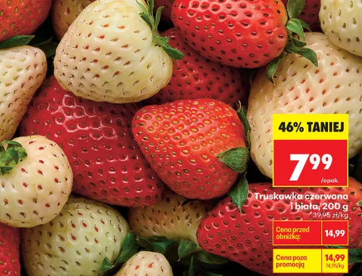 Truskawka czerwona i biała promocja w Biedronka