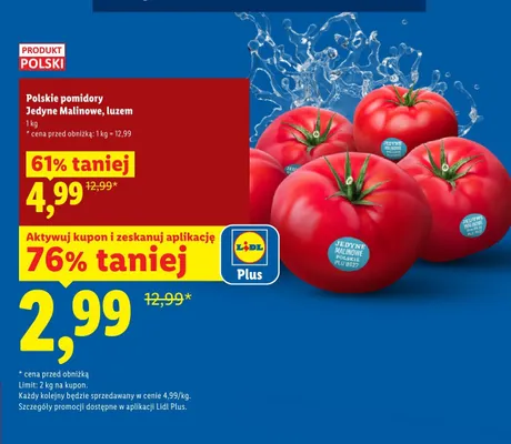 Polskie pomidory Jedyne Malinowe luzem promocja w Lidl