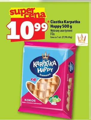 Ciastka Karpatka Happy Flis promocja w TOPAZ