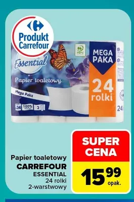 Papier toaletowy Carrefour Essential 24-pak promocja w Carrefour