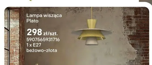 Lampa wisząca Plato 1xE27 beżowo-złota promocja w Castorama